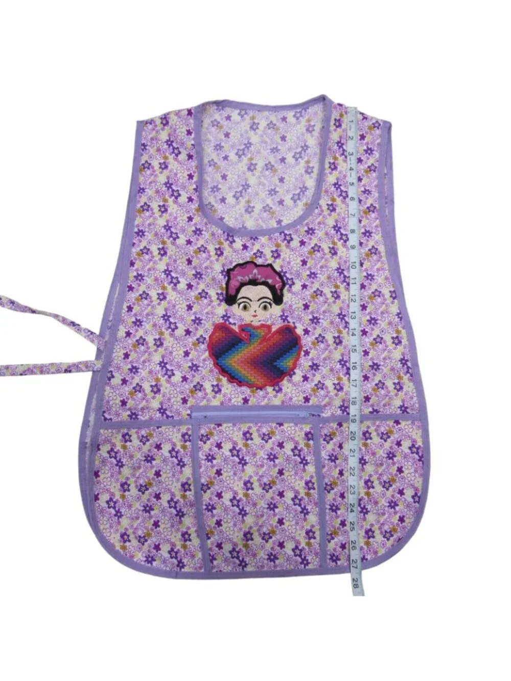 Craft Apron Mexican Artisan Little Frida Embroidered -One Size-Zippered pocket